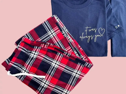 Personalised Matching Pyjamas for Couples in Tartan