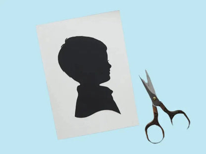 Custom Vintage Nursery Art: Hand-Cut Silhouette Portrait from Personal Photos - Heirloom Gift for Grandparents