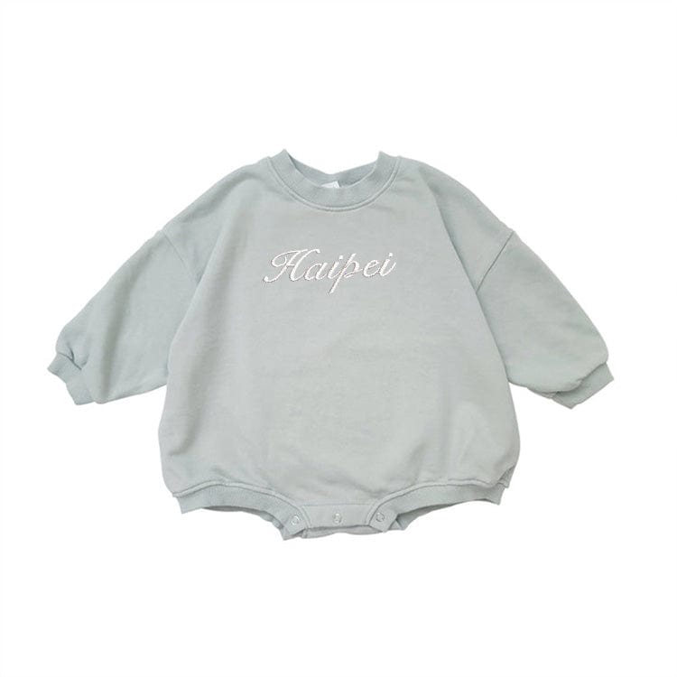 Embroidered name baby spring fall onesie