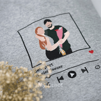 Mystichot Besticktes Sweatshirt mit Porträt eines Musikers, Geschenk für ein Paar und eine Familie 