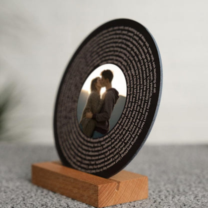 Personalisiertes Musikfoto mit Liedtexten, Kreis-Plakette, Acrylrahmen, Geschenk zum Valentinstag