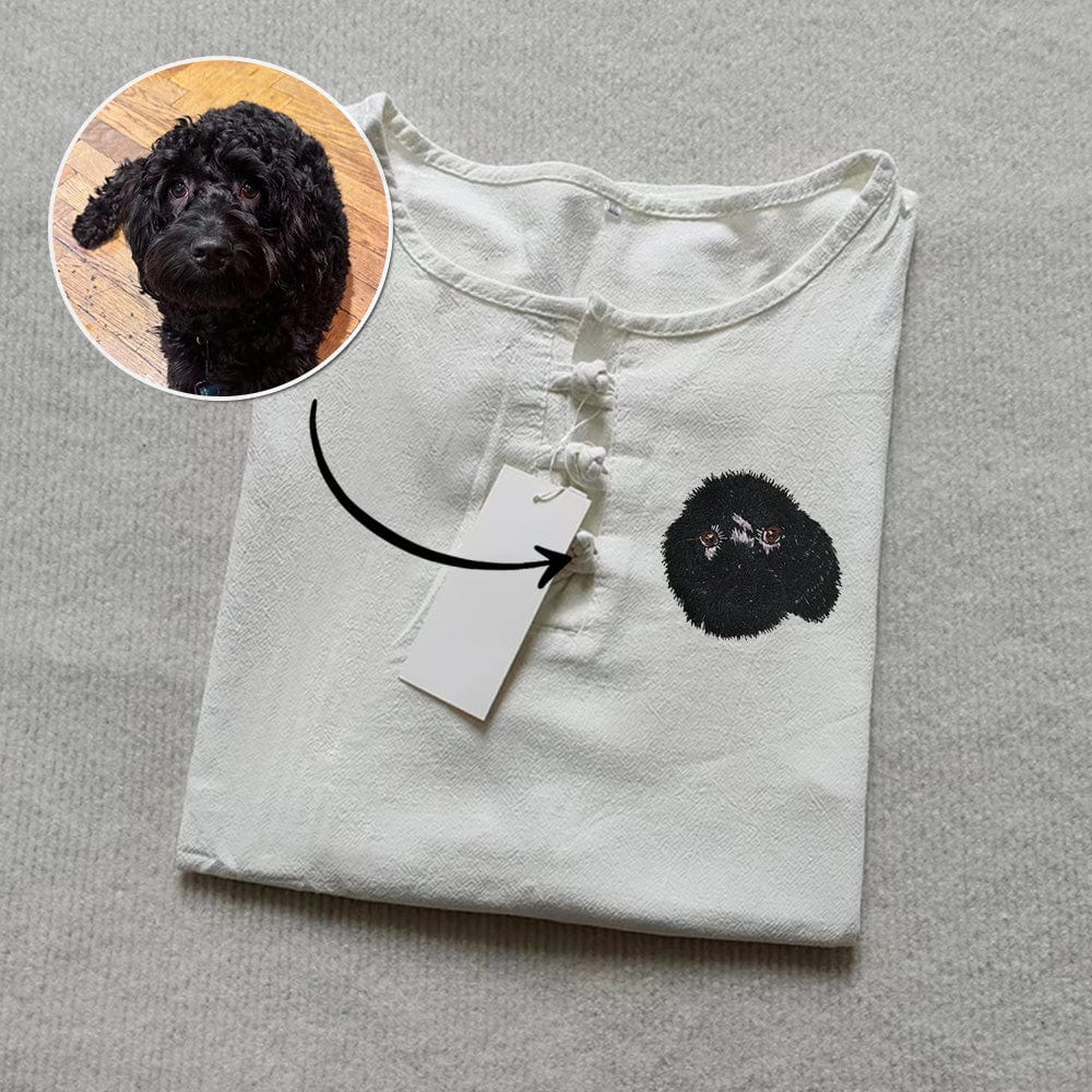Sommer dünnes, lockeres, besticktes Leinen-Boutique-Kurzarm-T-Shirt