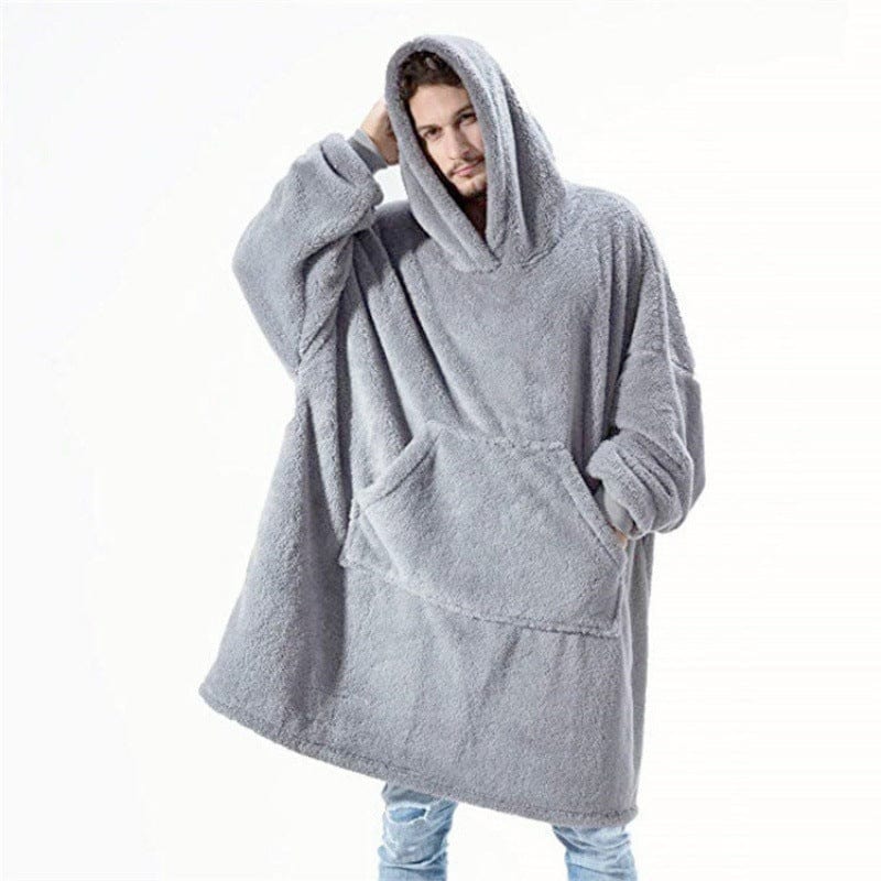 Autumn and Winter Comfortable Couple Loungewear, Loose Double-Sided Fleece Hoodie, Thick Wearable Blanket