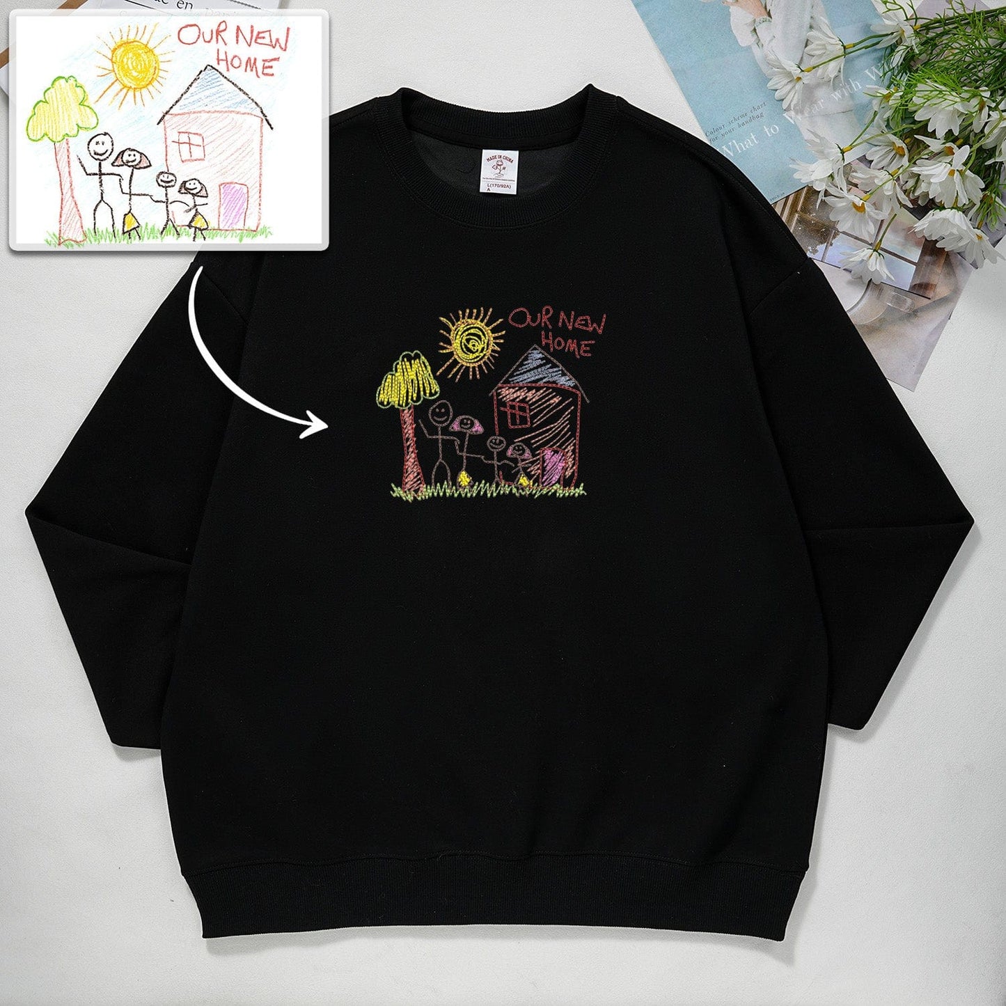 Individuell handbemaltes besticktes Sweatshirt