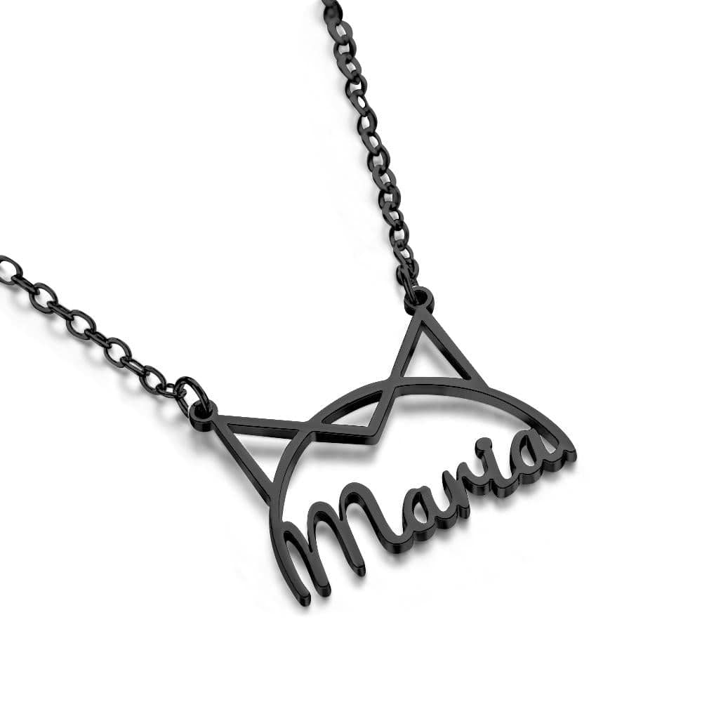 Black cat-ear Maria pendant shown at an angle