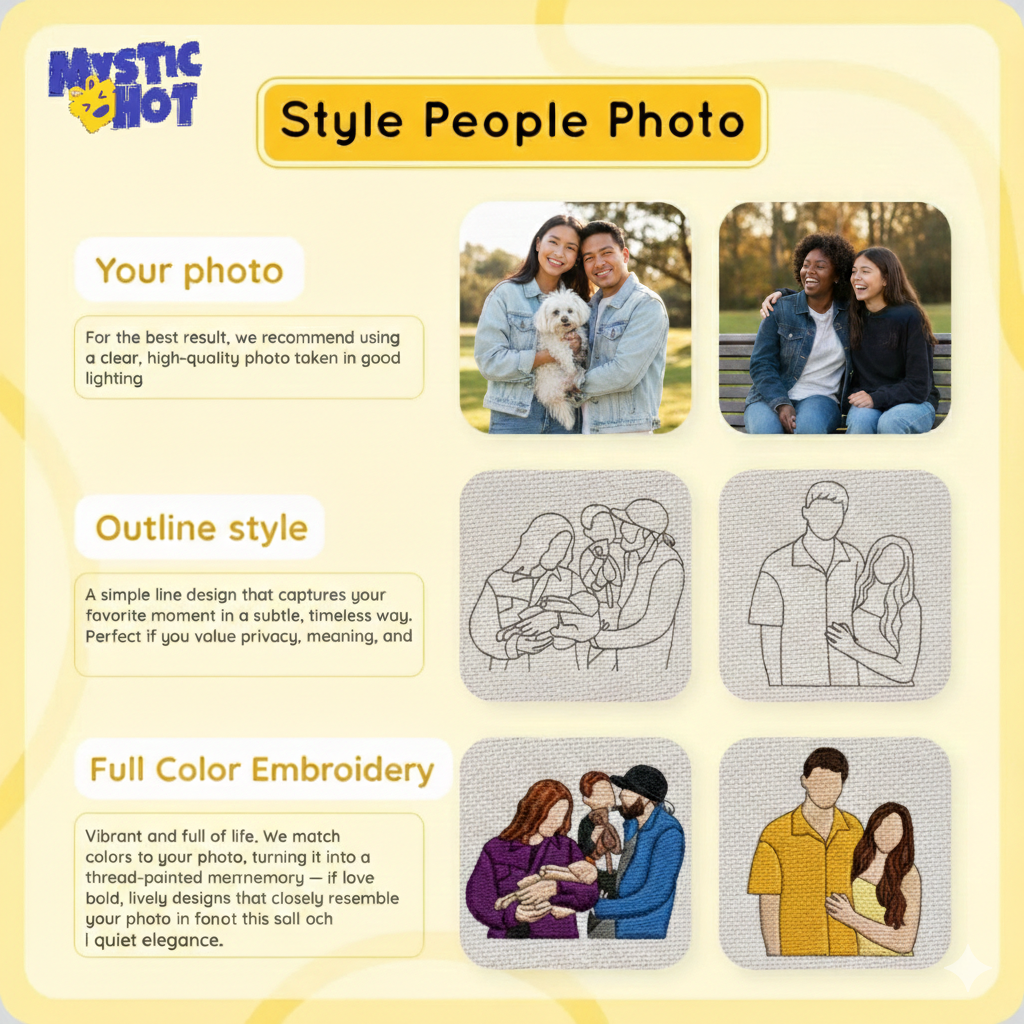 Mystichot Custom Embroidered Sweatshirt Portrait Music Player Couple Family Gift