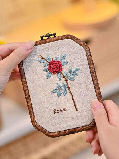 New Arrivals 3D Floral Beginner Embroidery Kit with Wooden Frame