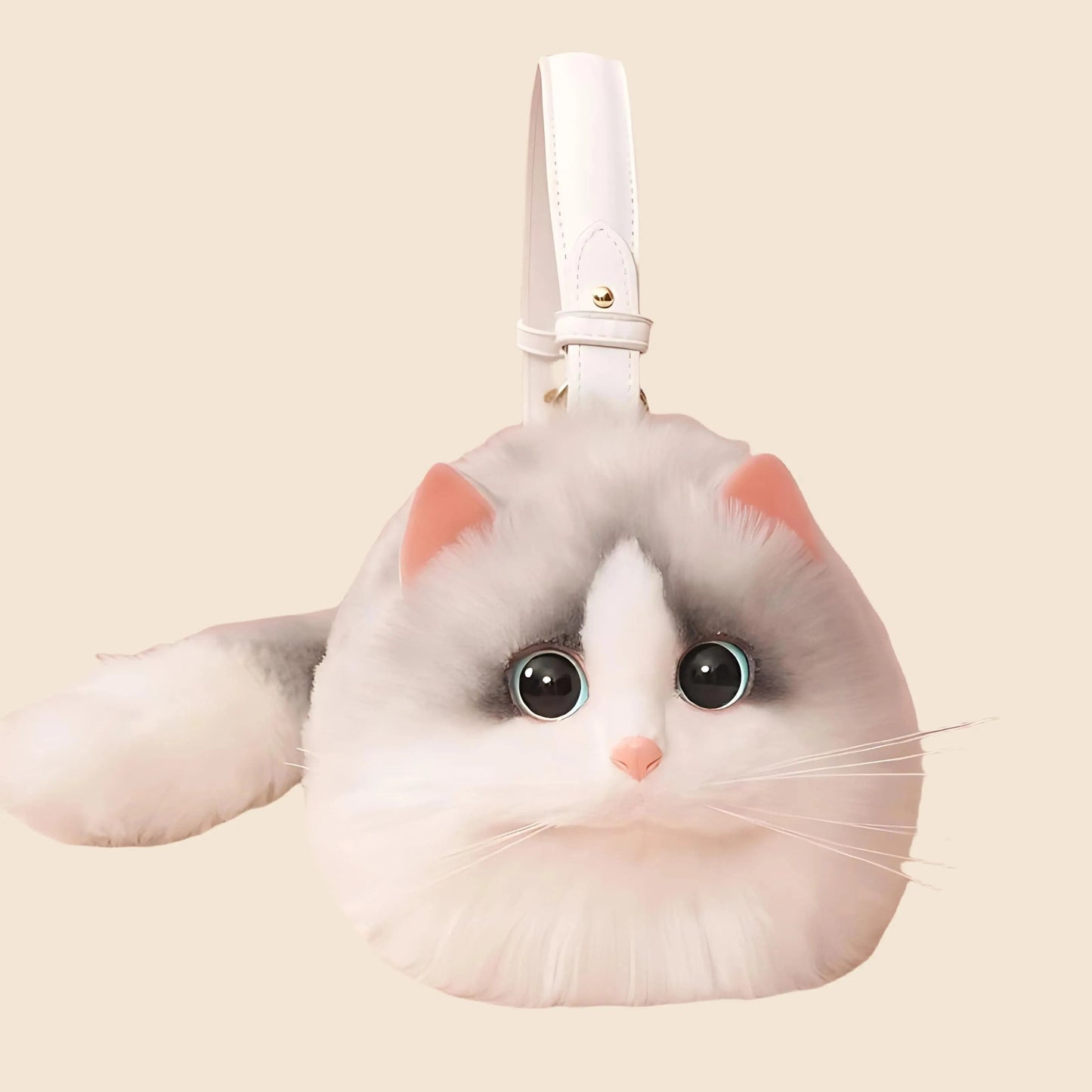 Versatile Handmade Small One-Shoulder Cat Plush Bag - Ideal for Female Messengers