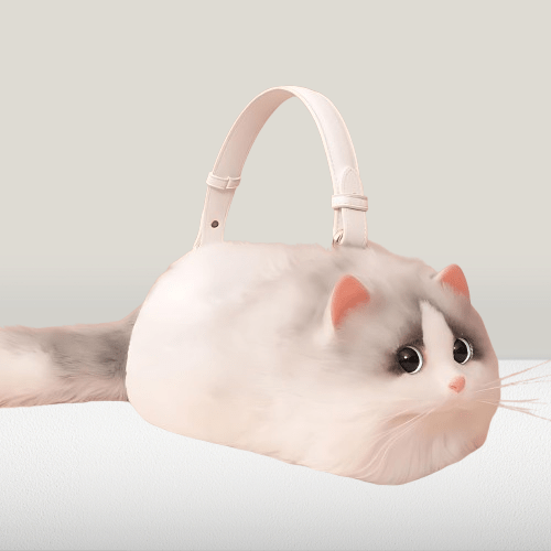 Versatile Handmade Small One-Shoulder Cat Plush Bag - Ideal for Female Messengers