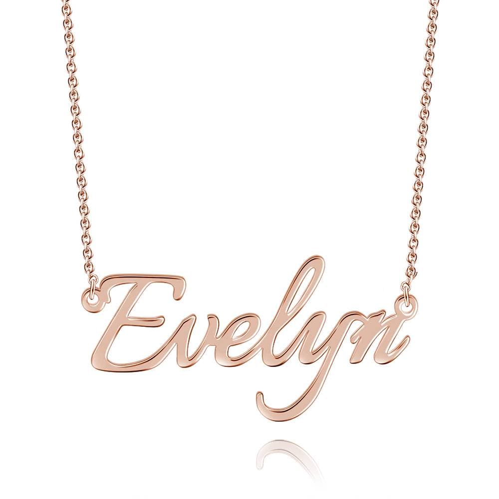 Rose-gold-tone necklace with a personalized script name