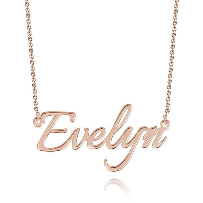 Rose-gold-tone necklace with a personalized script name