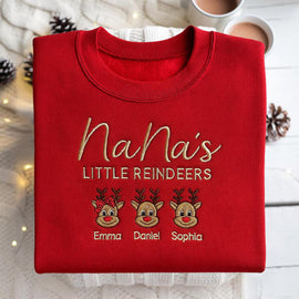Custom Christmas Sweatshirt for Grandma with Grandkids Names, Personalized Reindeer Sweatshirt for Nana PaPa, Christmas Gift for Mimi GiGi