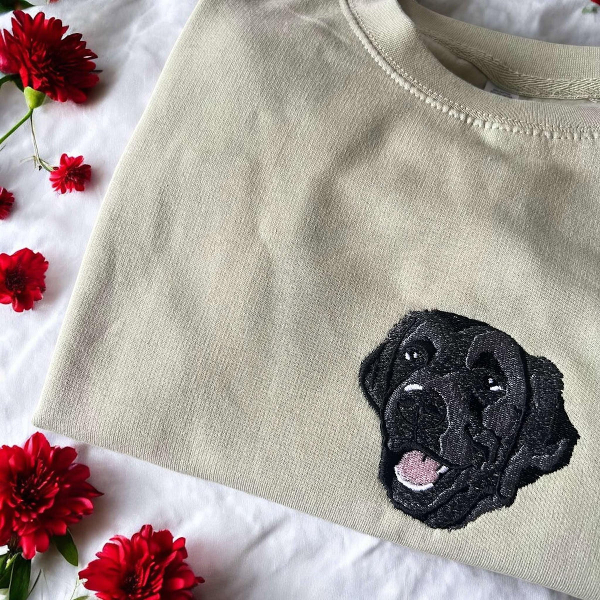 Custom Pet Embroidered Sweatshirt, Custom Pet shirt, Custom Embroidered Pet Hoodie, Personalized Pet Face and Pet name Sweatshirt