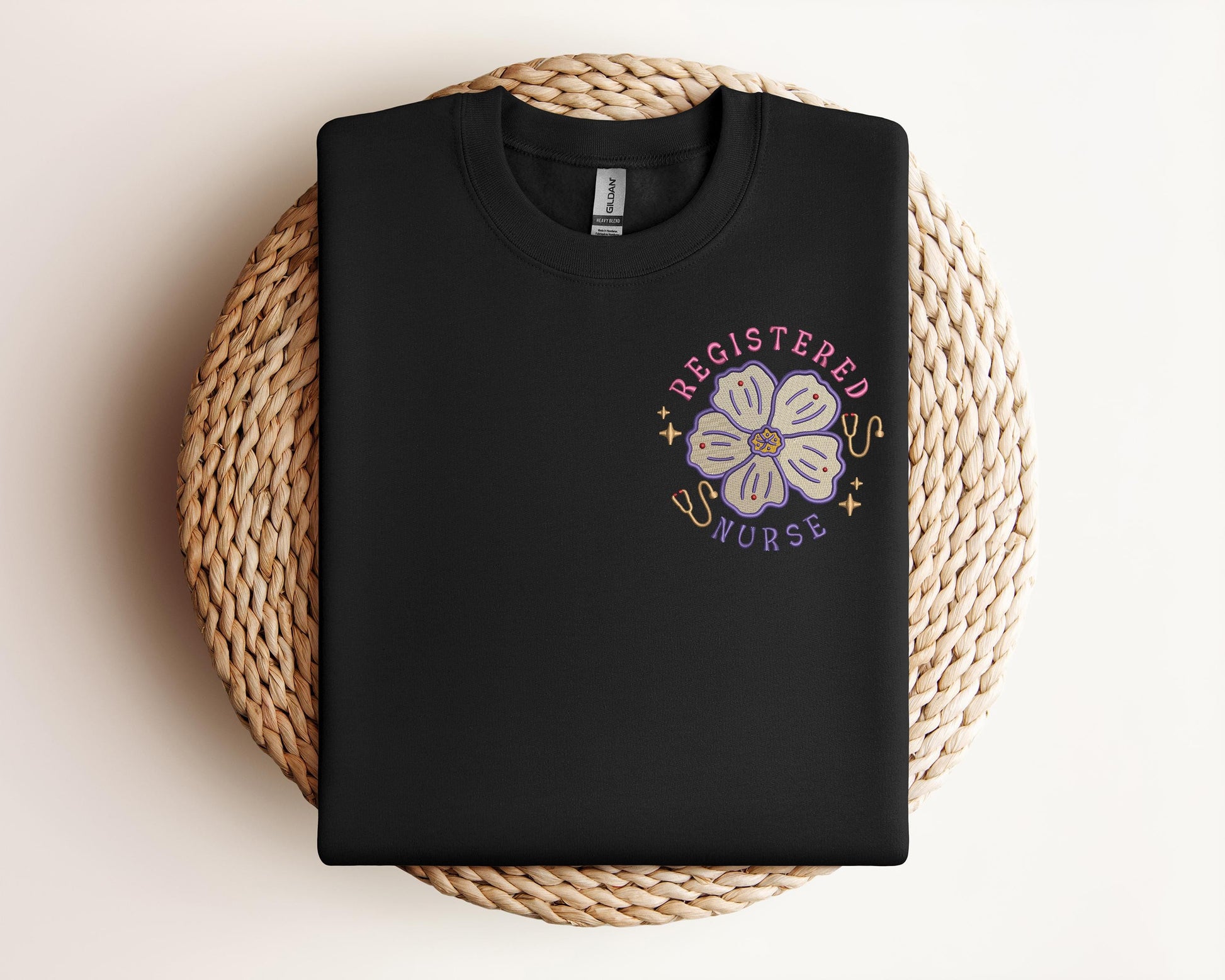 Embroidered Floral Registered Nurse Sweatshirt | Nursing Gift