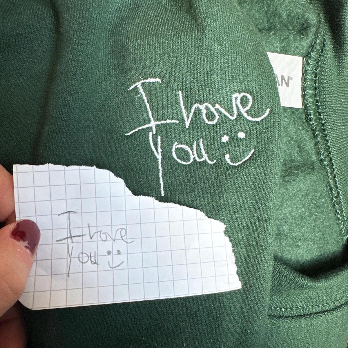 Custom Your Handwriting Embroidered Sweatshirt - Embroider Couple Message Sweater - Couple Matching Sweaters - Personalized G