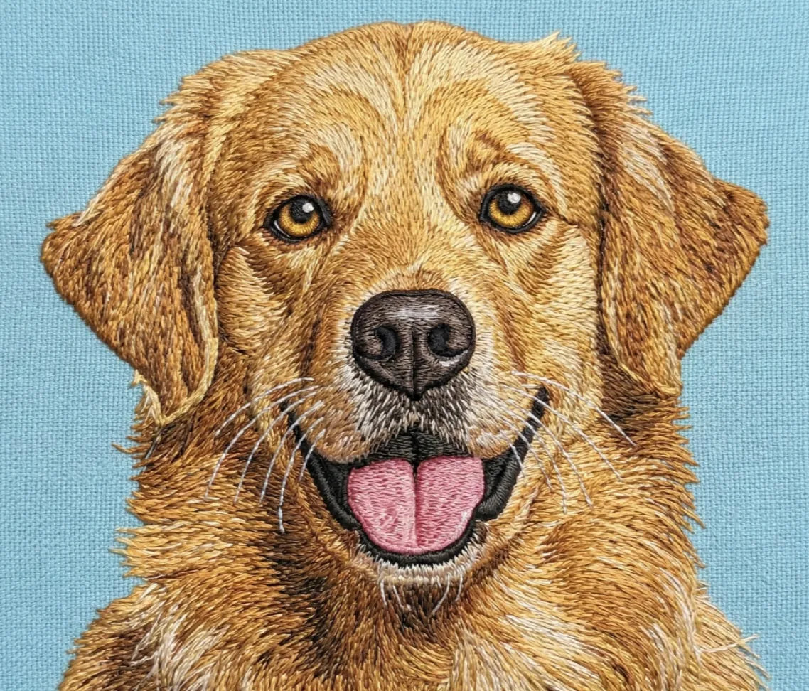 Embroidered portrait