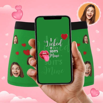 Phone animation preview shown over green personalized boxer briefs