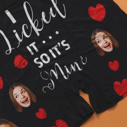 Phone scanning demo showing the animated face and heart design on personalized black boxer briefs
