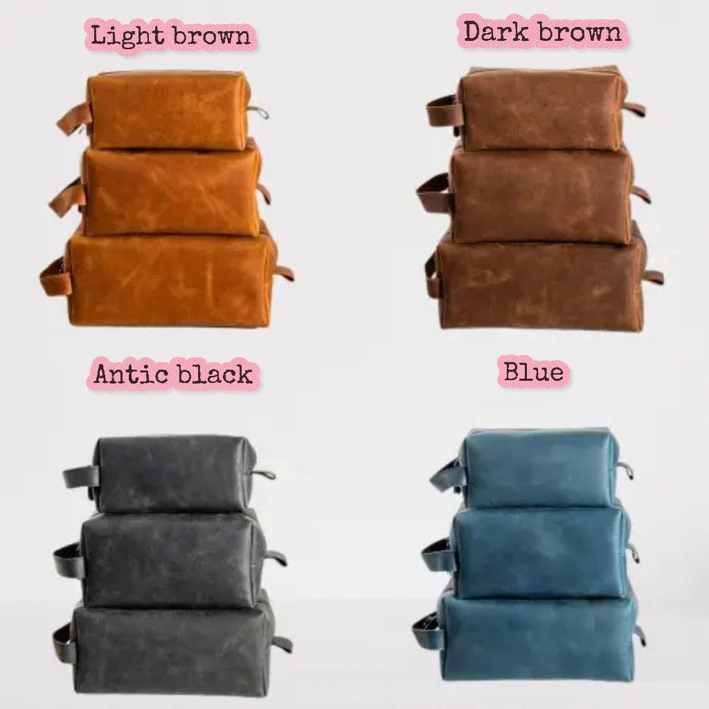 Handmade Personalized Men’s Leather Toiletry Bag: Ideal Gift for Special Occasions